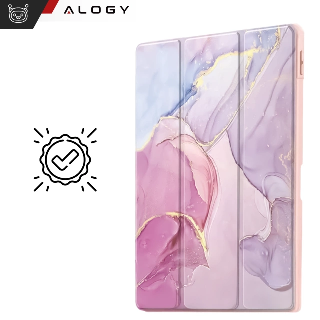 Hybridné puzdro s držiakom na stylus pre Apple iPad Air 11" (2024, 2025) / Air 10.9" (2020, 2022) / Pro 11 (2018) Alogy Hybrid Book Cover Case Marble Pink