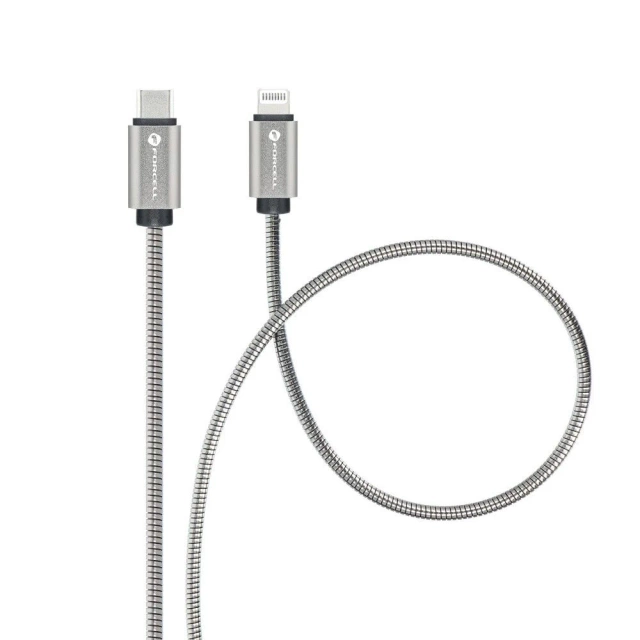Kabel USB-C auf Lightning 27W 1m Forcell Stalowy PD iPhone iPad