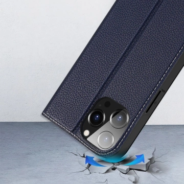 Dux Ducis Skin X2 pouzdro pro iPhone 14 Pro Max magnetický flipový kryt modrý
