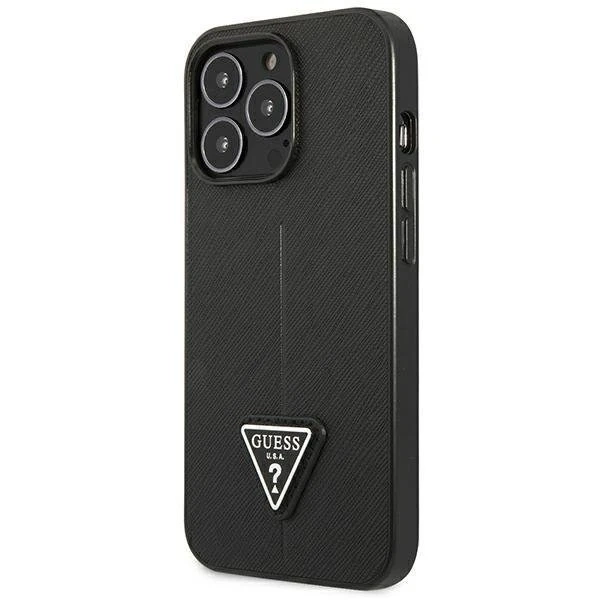 Etui Guess GUHCP14LPSATLK für Apple iPhone 14 Pro 6,1" Czarny/Black Hardcase SaffianoTriangle Logo