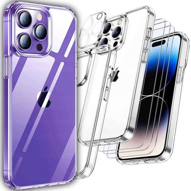 Alogy Hybrid Case Ochranný kryt pro Apple iPhone 14 Pro Transparentní 3x sklo na displej 1x sklo objektivu