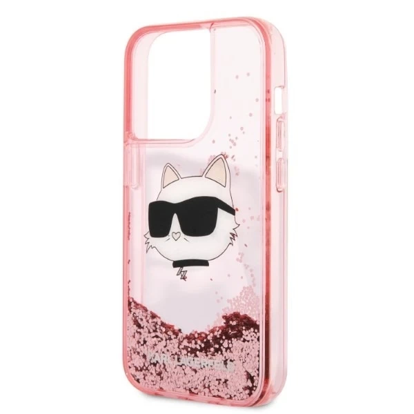 Karl Lagerfeld KLHCP14XLNCHCP case for iPhone 14 Pro Max 6.7" hard case Glitter Choupette Head pink/pink