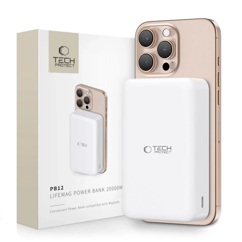 Powerbanka Tech-Protect PB12 LifeMag 20000mAh MagSafe bílá 15W