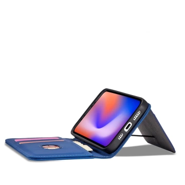 Magnet Card Case pro iPhone 12 obal na karty peněženka stojánek na karty modrý