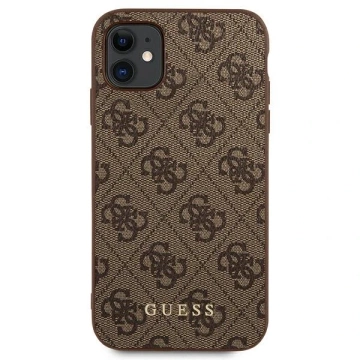 Etui Guess GUHCN61G4GFBR pro iPhone 11 6,1" pevný obal 4G kovové zlaté logo