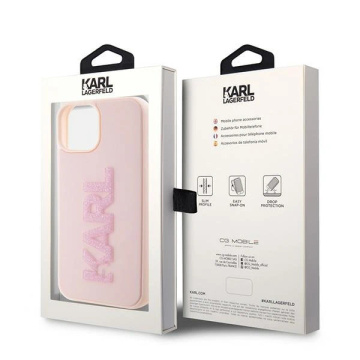 Karl Lagerfeld KLHCP15S3DMBKCP case for iPhone 15 6.1" pink/pink hardcase 3D Rubber Glitter Logo