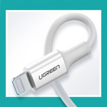 Uzelený kabel USB typu C - Lightning MFI 1m 3A 18W bílý (10493)