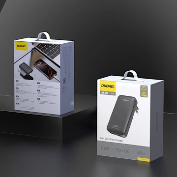 GaN Dudao 65W USB-C/USB-A PD EU/US Reise-Wandladegerät – Schwarz