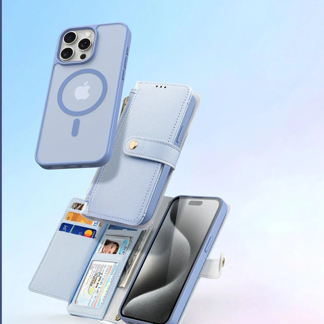 iPhone 15 Pro Dux Ducis Lawa Wallet Mag Lederhülle Blau