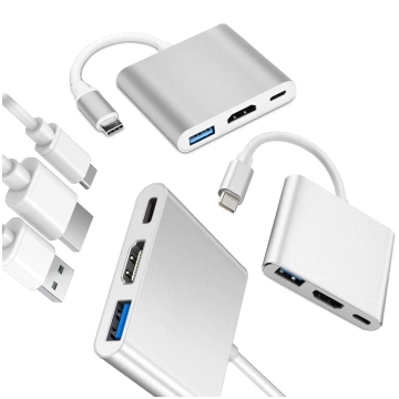 Adaptér HUB 3v1 Alogy adaptér USB-C 3.0 HDMI USB-A Stříbrný