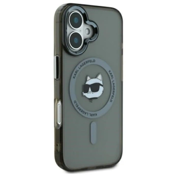 Etui Karl Lagerfeld na iPhone 16 6,1" Czarny Hardcase IML Metal Choupette Head MagSafe