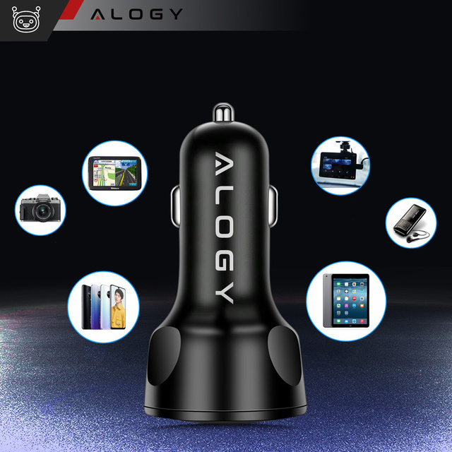 Автомобільний зарядний пристрій 4x USB QC 3.0 66W швидкий потужний для телефону Alogy Car black