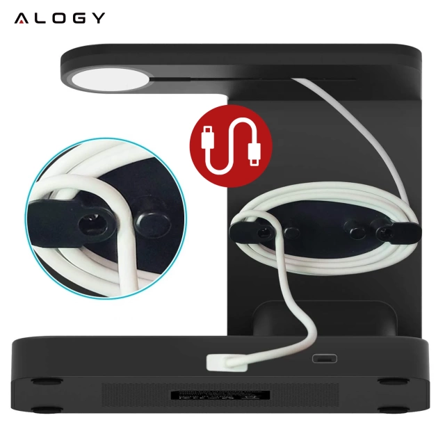 Індуктивний зарядний пристрій Qi 15W для iPhone Apple AirPods Wireless 2in1 Docking station Black