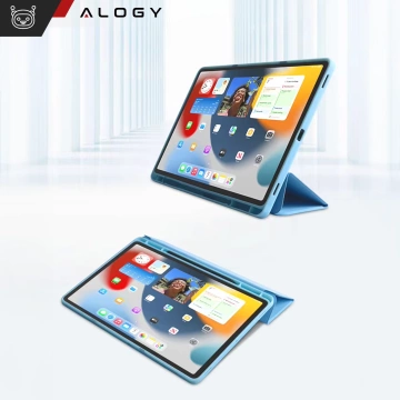 Glass Case for Apple iPad 10gen. 10.9" 2022 Tablet Case Alogy Smart Case Pencil Holder Blue