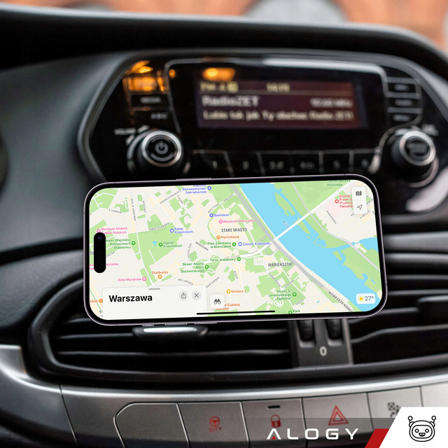 Магнітний автомобільний тримач для телефону, вікна, решітки, кабіни, приладової панелі, автомобіля, телефону, Alogy Black