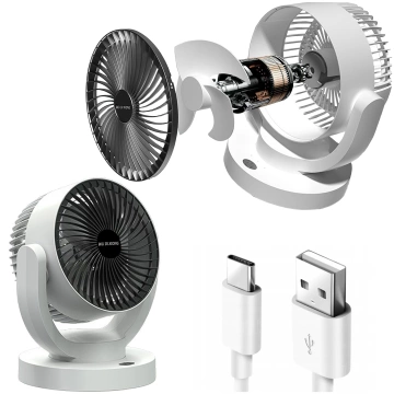 Small Fan Mini Desk Fan Portable Wireless Silent White