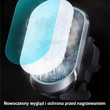 USAMS Magnetic Wireless Charging 15W inductive phone car holder for vent. CD182ZJ01 (US-CD182) black/black