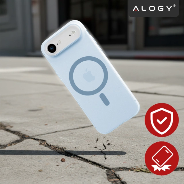 Puzdro Apple iPhone 17 Air – matný kryt MagSafe s ochranou šošovky, tenký a odolný voči poškriabaniu, perfektne sedí – Alogy Skinny MatteCase™ nebesky modrá