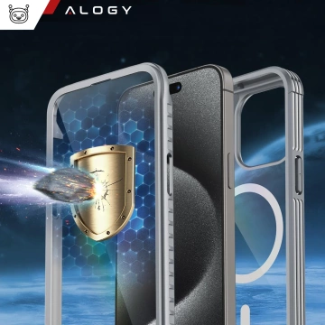 Ochranný kryt na telefón pre Apple iPhone 16 Pro Max Alogy Shield360 MagCase™️ pre MagSafe s ochranou displeja a fotoaparátu, titánovo sivý