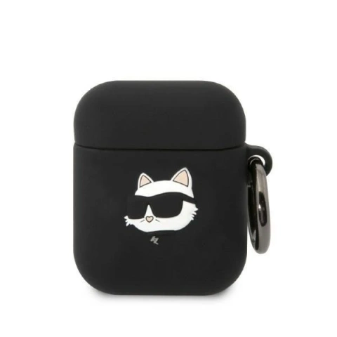 Захисний чохол для навушників Karl Lagerfeld KLA2RUNCHK для Apple AirPods 1/2 cover black/black Silicone Choupette Head 3D