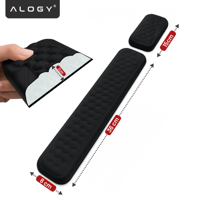 Alogy ErgoSupport™ Memory Foam Wrist Rest, Ergonomic Keyboard and Mouse Set, Anti-Slip and Breathable – Black