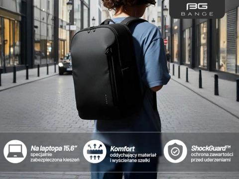 Bange 26L Waterproof Backpack for Laptops up to 15.6" – Roomy and Comfortable, Resistant and Breathable, City and Travel for Work and Airplane, Unisex – Black