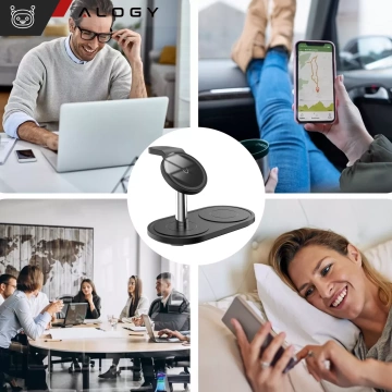 3v1 indukčná nabíjačka pre telefón hodinky slúchadlá Alogy Qi nabíjačka pre Apple iPhone Watch AirPods Black