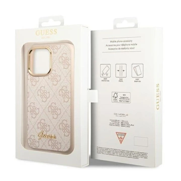 Etui Guess GUHCP14LHG4SHP pre Apple iPhone 14 Pro 6,1" ružové/ružové pevné puzdro 4G Vintage Gold Logo