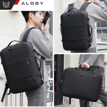 Alogy Backpack for Laptop Travel Accessories 46x32x15 cm for Work School Plane Travel Men's Women's Black