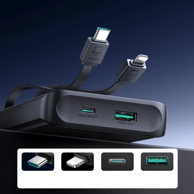 Joyroom 10000mAh 22.5W Powerbank with 2 Cables - Ready to Charge