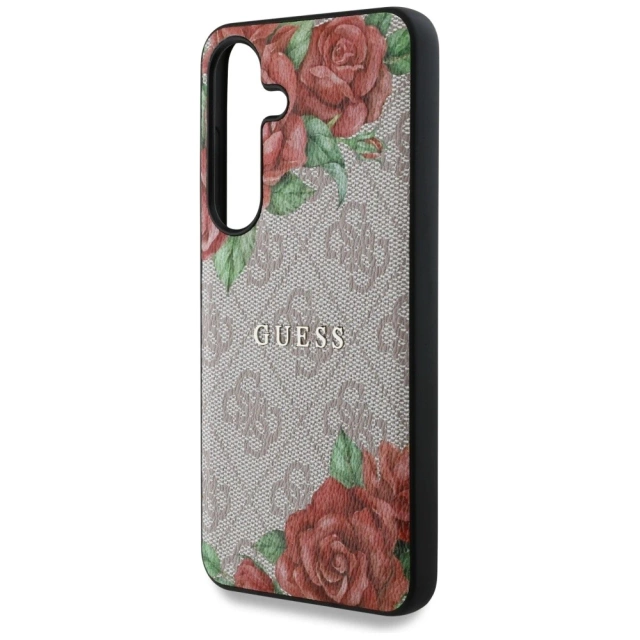Etui Guess 4G Flowers Print MagSafe do Samsung Galaxy S25 Różowy