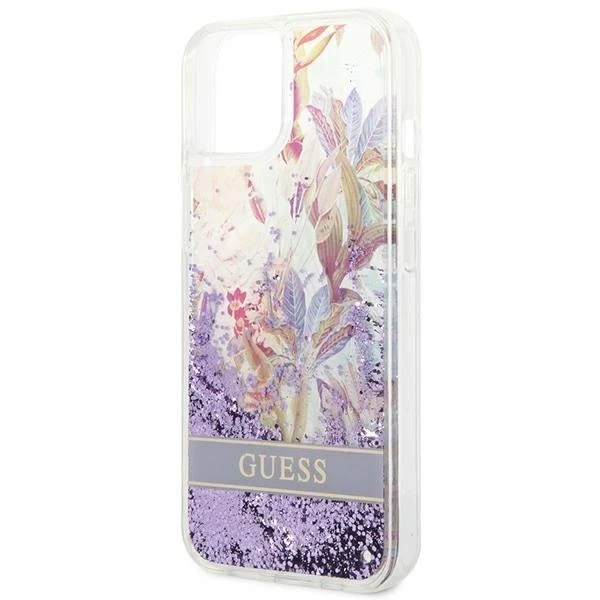 Etui Guess GUHCP14MLFLSU do Apple iPhone 14 Plus 6,7" fioletowy/fialové pevné pouzdro Flower Liquid Glitter