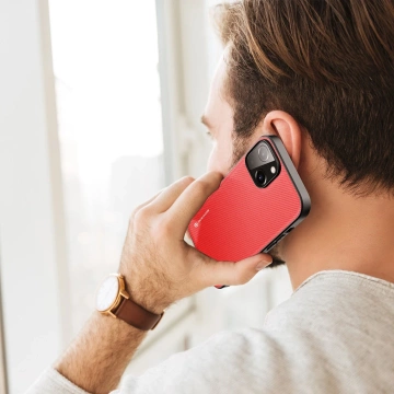 Dux Ducis Fino case cover covered with nylon material iPhone 14 red