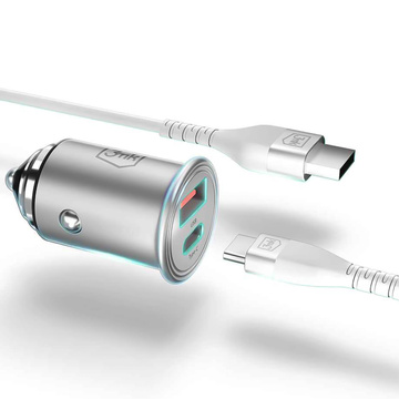 45W USB car charger USB-C Type C fast 3mk Hyper Car Charger silver