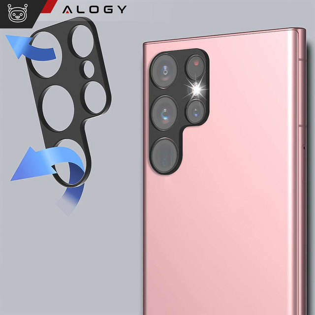 Metal cover for Samsung Galaxy S24 Ultra, protective for the camera island, Alogy Metal Lens, black