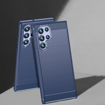 Carbon Phone Case for Samsung Galaxy S23 Ultra Flexible Silicone Carbon Cover Blue