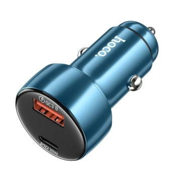 HOCO USB A Type C Car Charger with Display PD QC3.0 3A 48W Z50 Blue