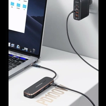 USAMS Adapter HUB 2xUSB USB-C HDMI Micro SD SD Czarny/schwarz SJ575HUB01 (US-SJ575)