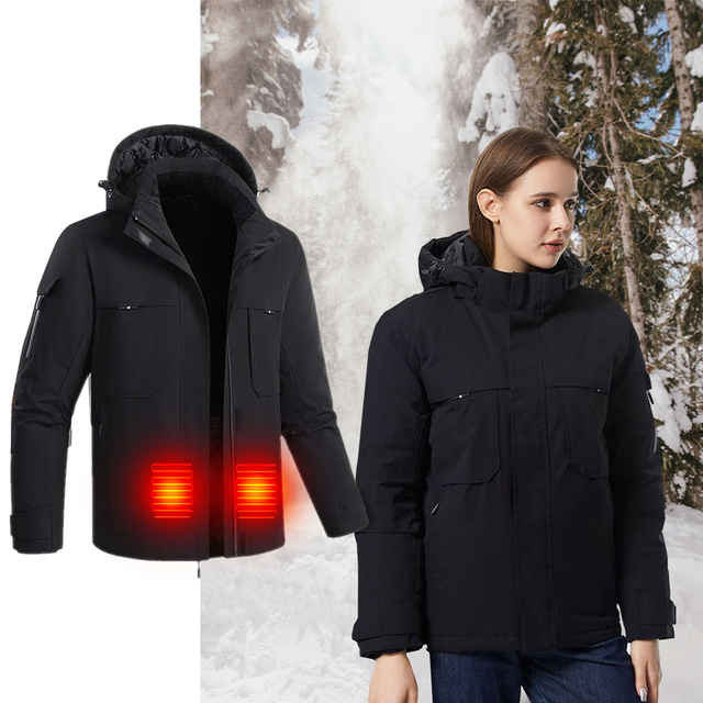 Heated heated electric jacket Unisex size XL winter hooded HJ2 Mozos black