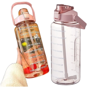 Пляшка велика, поїлка Alogy MotivHydro Мотиваційна мірна чашка 2л 2000мл Рожева
