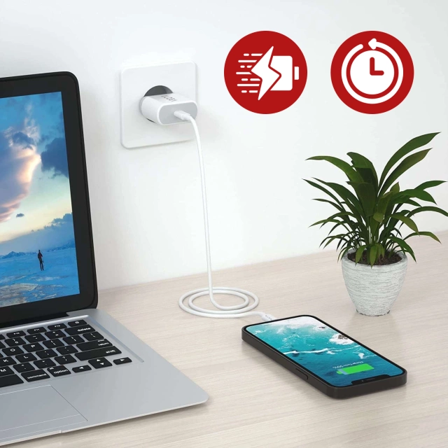 Alogy rýchla nástenná nabíjačka USB-C PD 20W Lightning kábel 1m Biela