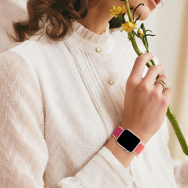Alogy Nylon Strap with Velcro for Apple Watch 1/2/3/4/5/6/7/8/SE/Ultra (42/44/45/49mm) Pink
