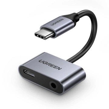 Ugreen CM193 USB-C auf 3,5 mm Mini-Buchse USB-C Ladeadapter Grau
