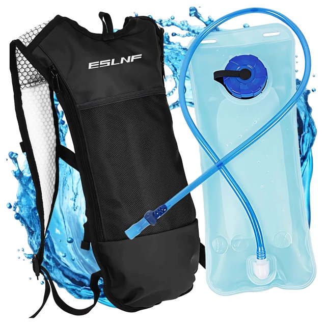 Bicycle backpack for back bag with 2L water bladder container for cyclists, cycling, running, Black