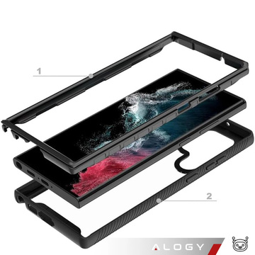 Pouzdro pro Samsung Galaxy S24 Ultra Armored Cover Hydrogel Screen Film Case 360 ​​​​Defense Pro Black