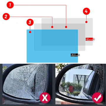 2 x hydrophobe Nano-Folie, Fensteraufkleber, Spiegel, Regen, wasserdicht, für Auto, Auto, Badezimmer, 15 x 20 cm, 2 x Nano-Spiegelfolie