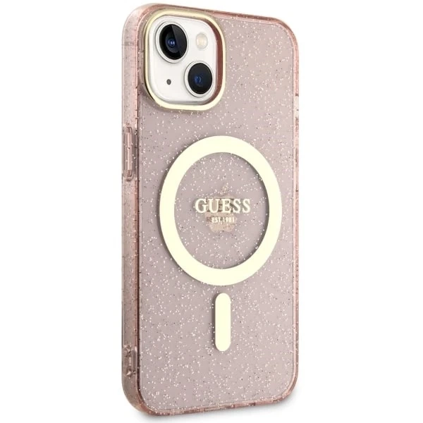 Etui Guess GUHMP14MHCMCGP pre iPhone 14 Plus 6,7" pevné puzdro Glitter Gold MagSafe