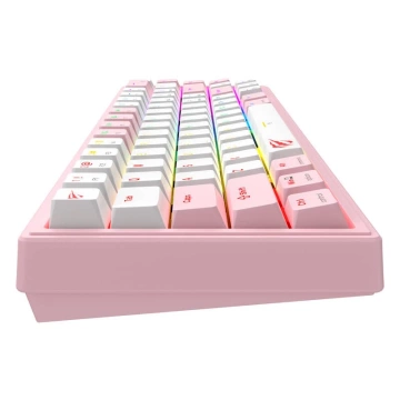 Mechanická herná klávesnica Havit KB874L RGB, 67 kláves, ružová/biela