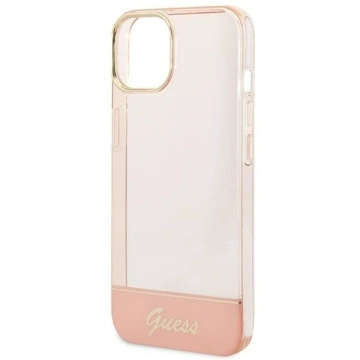 Pouzdro Guess GUHCP14MHGCOP pro Apple iPhone 14 Plus 6,7" růžové/růžové pevné pouzdro Průhledné