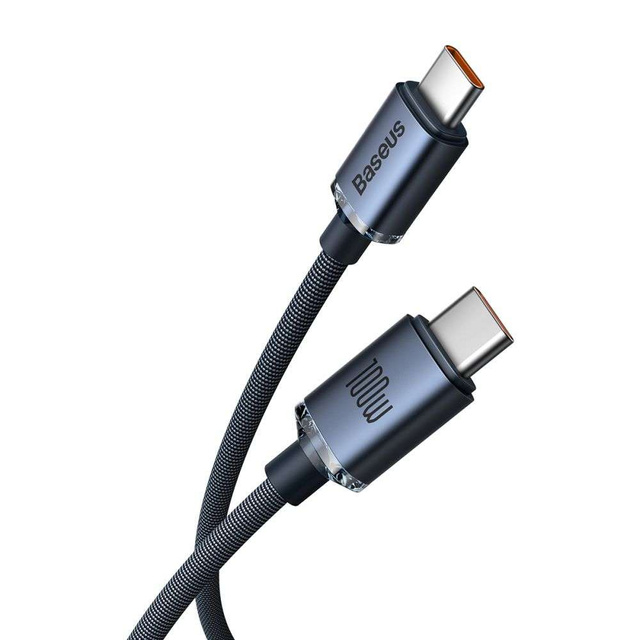 Baseus Crystal Shine Fast Charging Cable USB-C Type C to USB-C Type C PD 100W 3A 2m Black